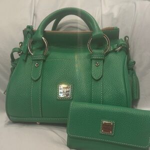 Dooney & Bourke Vibrant Green Satchel with Wallet